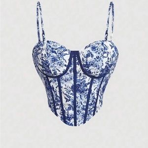 SHEIN MOD Floral Print Bustier Cami Top